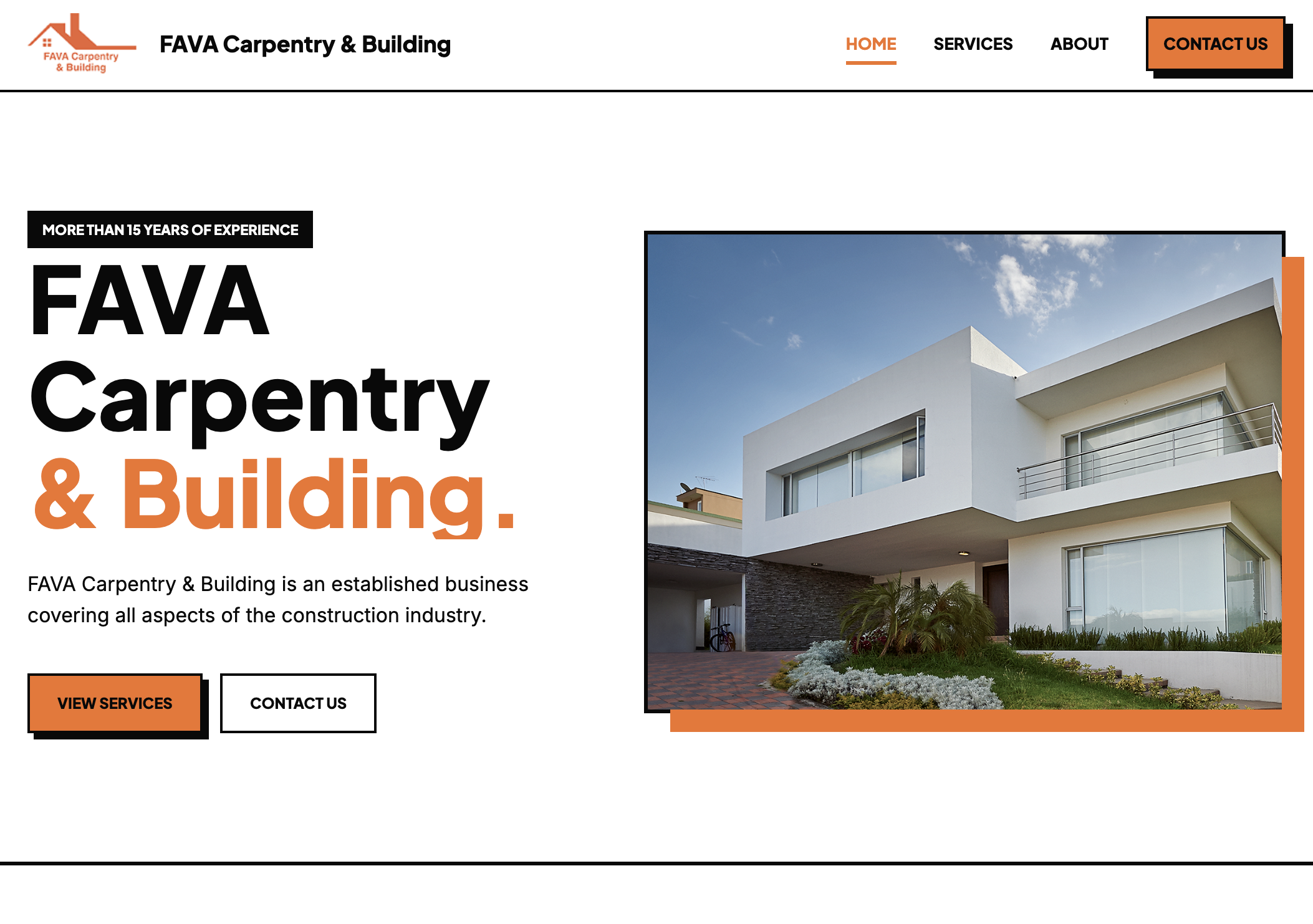 FAVA Carpentry and Building website preview